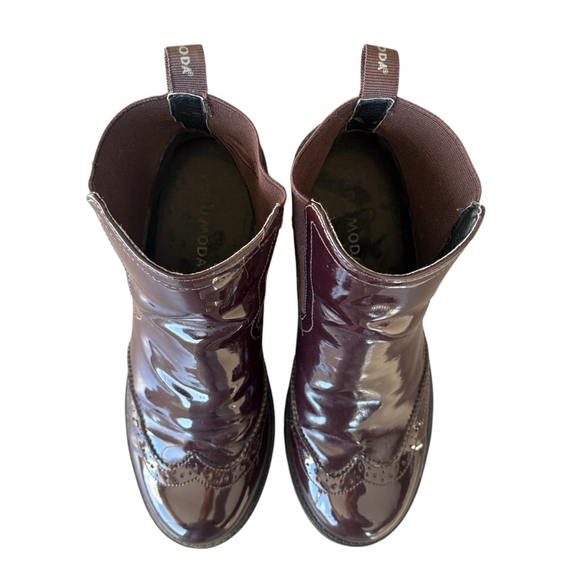 Vero Moda Brown Patent Oxford Chelsea Booties Size 8 - Picture 3 of 9